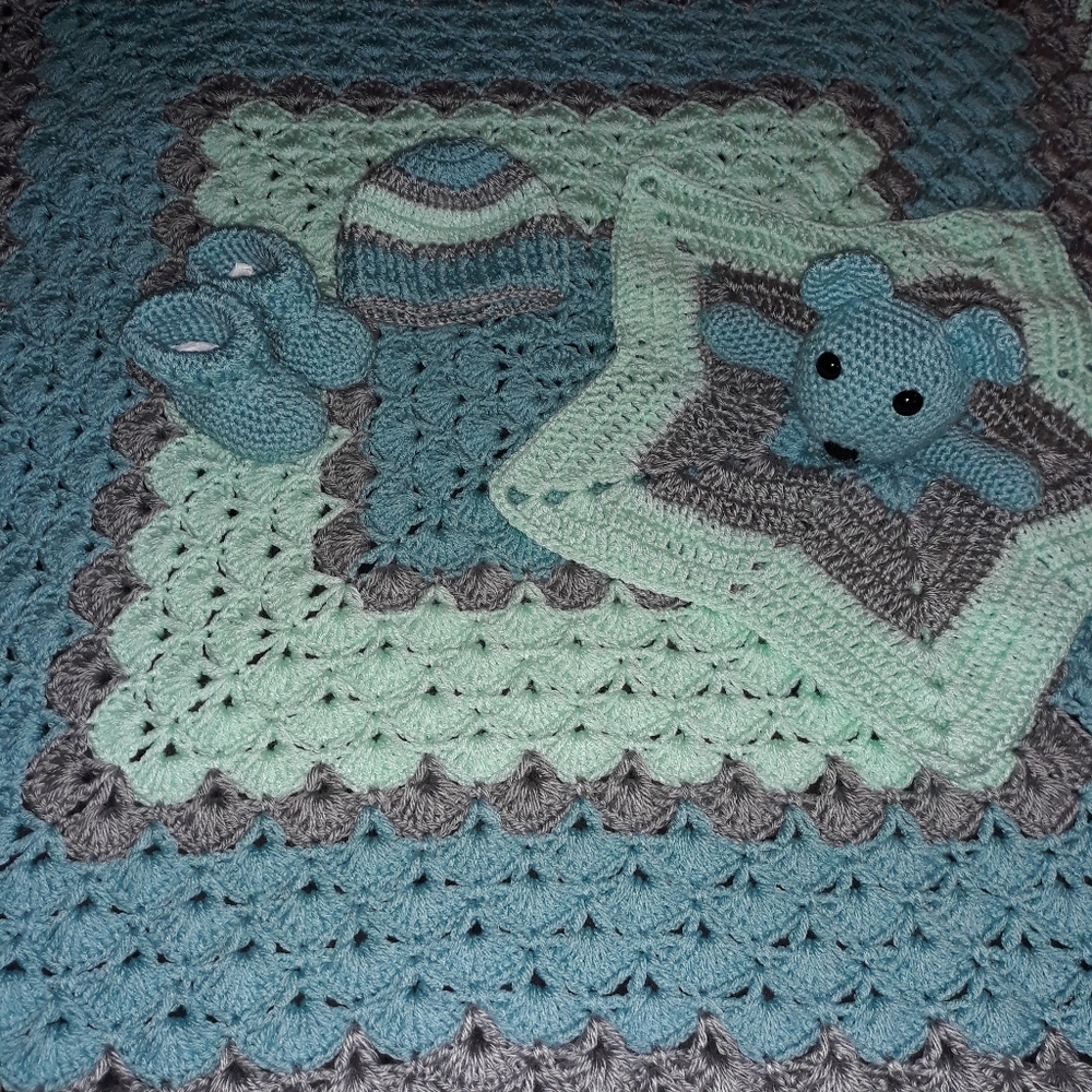 Crochet baby set.